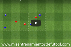 Ejercicio de rondo cuatro jugadores contra tres en tres subespacios 1