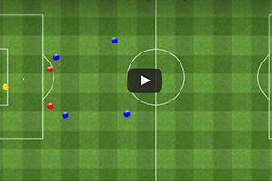 Ejercicio de fútbol táctico, movimientos tácticos de defensa y finalización