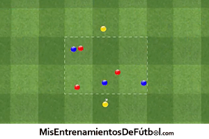 rondo 3 jugadores contra 3 mas dos comodines en amplitud