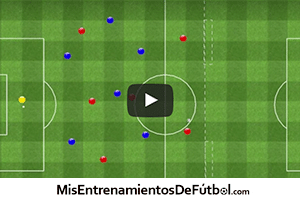 ejercicio de futbol partido aplicado siete jugadores mas un portero contra seis