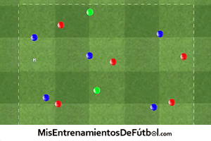 Eeercicio de futbol tecnica rondo 5 jugadores contra 5 mas 3 comodines
