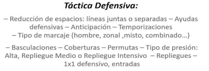 definición de táctica defensiva
